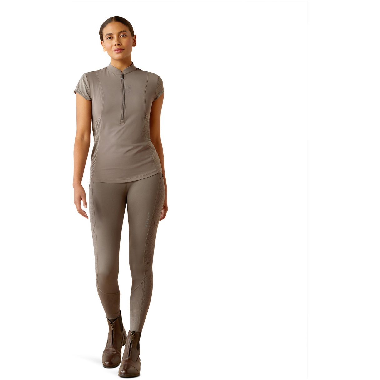 2025 Ariat Womens Breathe 1/4 Zip Cap Sleeve Baselayer 10055136 - Plum Grey
